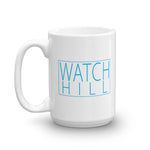 Watch Hill 'Box Logo' Ceramic Mug - (Cyan) - Watch Hill RI t-shirts with vintage surfing and motorcycle designs.