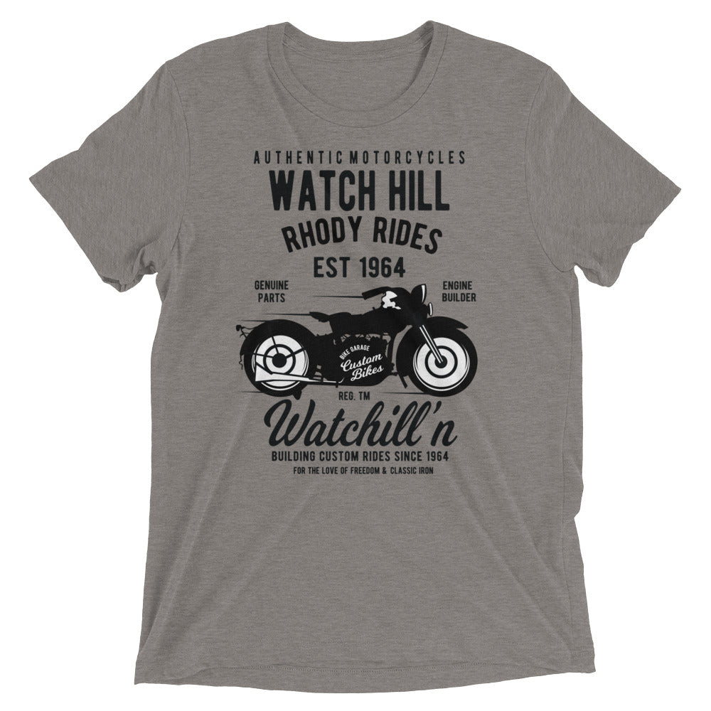 Watchill’n ‘Rhody Rides’ Unisex Short sleeve t-shirt (Black) - Watchill'n