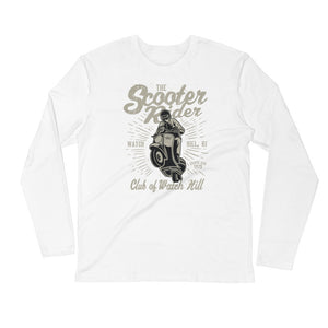 Watchill’n ‘Scooter Rider’ Premium Long Sleeve Fitted Crew (Grey/Black) - Watch Hill RI t-shirts with vintage surfing and motorcycle designs.