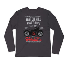 Load image into Gallery viewer, Watchill’n ‘Rhody Rides’ Premium Long Sleeve Fitted Crew (Grey/Red) - Watchill&#39;n