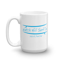Load image into Gallery viewer, Watch Hill Surf Co. &#39;Parallel Boards&#39; Ceramic Mugs in 11oz. or 15oz. (Cyan) - Watch Hill RI t-shirts with vintage surfing and motorcycle designs.