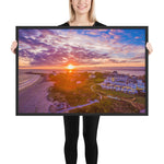 Watch Hill Sunset Over East Beach, Framed poster - Watch Hill RI t-shirts with vintage surfing and motorcycle designs.