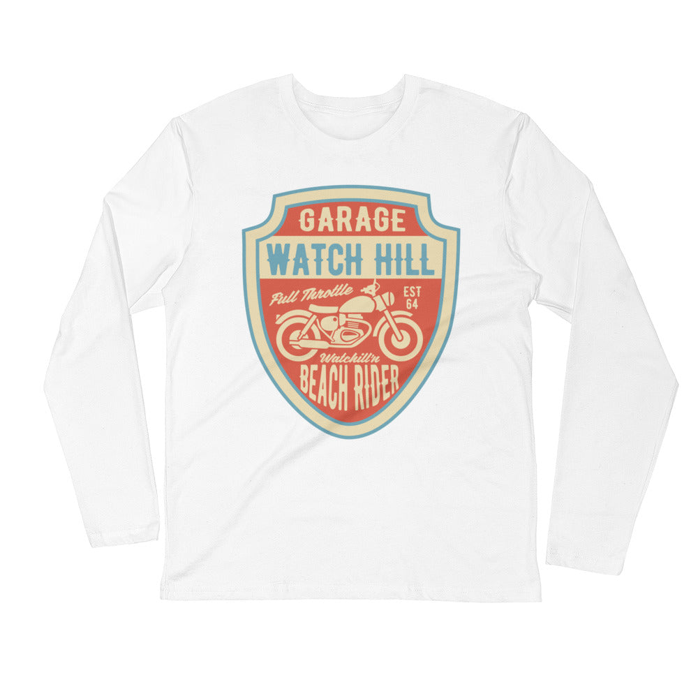 Watchill’n ‘Beach Rider’ Premium Long Sleeve Fitted Crew (Rust/Creme) - Watchill'n