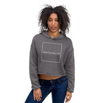 Watchill'n 'Square' Logo - Women's Cropped Fleece Hoodie (White) - Watch Hill RI t-shirts with vintage surfing and motorcycle designs.