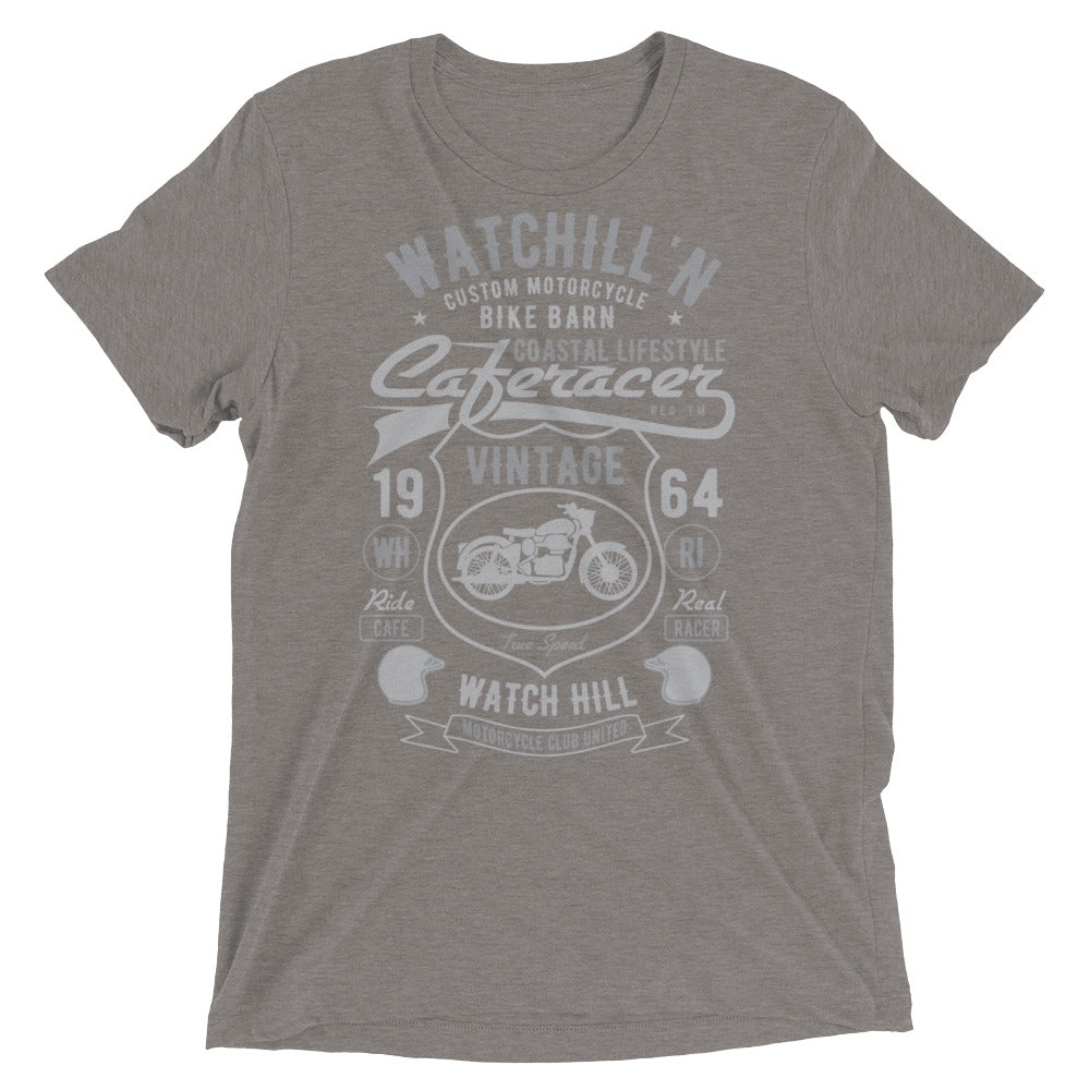 Watchill’n ‘Bike Barn’ Unisex Short sleeve t-shirt (Dk Grey/Grey) - Watchill'n