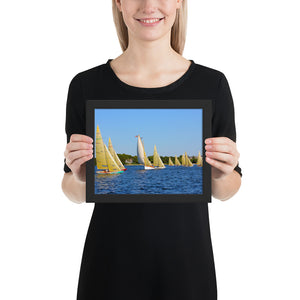 WH-15s Racing, "Cat on the Course", Framed poster - Watch Hill RI t-shirts with vintage surfing and motorcycle designs.