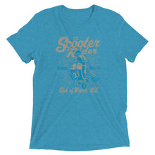 Load image into Gallery viewer, Watchill’n ‘Scooter Rider’ Unisex Short Sleeve t-shirt (Grey/Cyan) - Watch Hill RI t-shirts with vintage surfing and motorcycle designs.