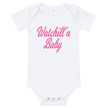 Load image into Gallery viewer, Watchill&#39;n &#39;Baby&#39; - Jersey Short Sleeve One Piece (Pink) - Watch Hill RI t-shirts with vintage surfing and motorcycle designs.