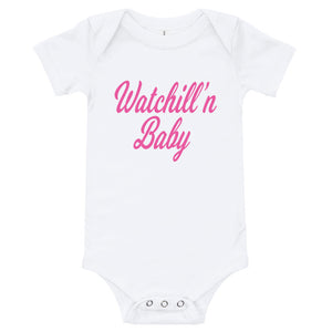 Watchill'n 'Baby' - Jersey Short Sleeve One Piece (Pink) - Watch Hill RI t-shirts with vintage surfing and motorcycle designs.