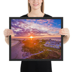 Watch Hill Sunset Over East Beach, Framed poster - Watch Hill RI t-shirts with vintage surfing and motorcycle designs.