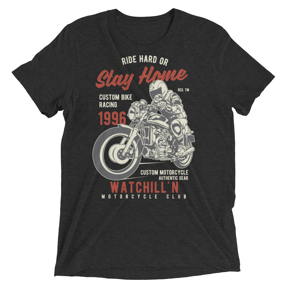 Watchill’n ‘Ride Hard’ Unisex Short sleeve t-shirt (Red/Creme) - Watchill'n