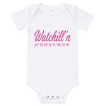 Watchill'n 'Coordinates' - Baby Jersey Short Sleeve One Piece (Pink) - Watch Hill RI t-shirts with vintage surfing and motorcycle designs.