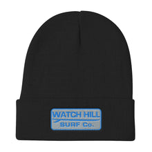 Load image into Gallery viewer, Watch Hill Surf Co. &#39;Patch Logo&#39; Embroidered Beanie (Blue) - Watch Hill RI t-shirts with vintage surfing and motorcycle designs.