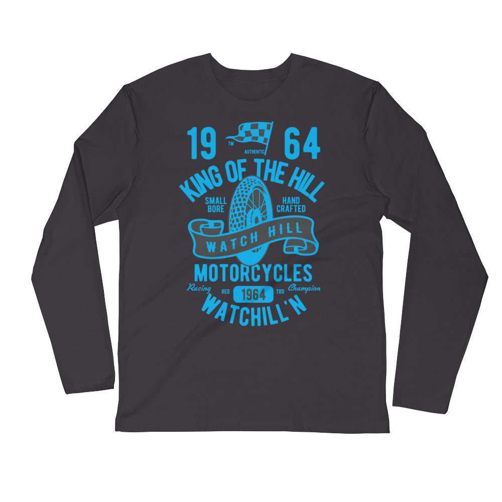 Watchill’n ‘King of the Hill’ Premium Long Sleeve Fitted Crew (Blue) - Watchill'n