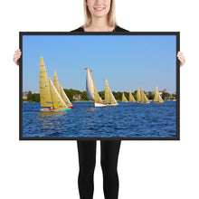 Load image into Gallery viewer, WH-15s Racing, &quot;Cat on the Course&quot;, Framed poster - Watch Hill RI t-shirts with vintage surfing and motorcycle designs.