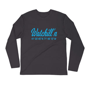 Watchill'n 'Coordinates' Logo Premium Long Sleeve Fitted Crew (Pink) - Watchill'n