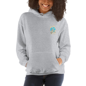Watchill’n ‘Scooter Club’ Unisex Hoodie (Creme/Cyan) - Watch Hill RI t-shirts with vintage surfing and motorcycle designs.