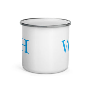 Watch Hill 'WH' Logo Enamel Mug (Cyan) - Watch Hill RI t-shirts with vintage surfing and motorcycle designs.