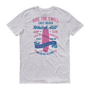 Watchill'n 'Ride the Swell' - Short-Sleeve Unisex T-Shirt (Blue/Pink) - Watchill'n