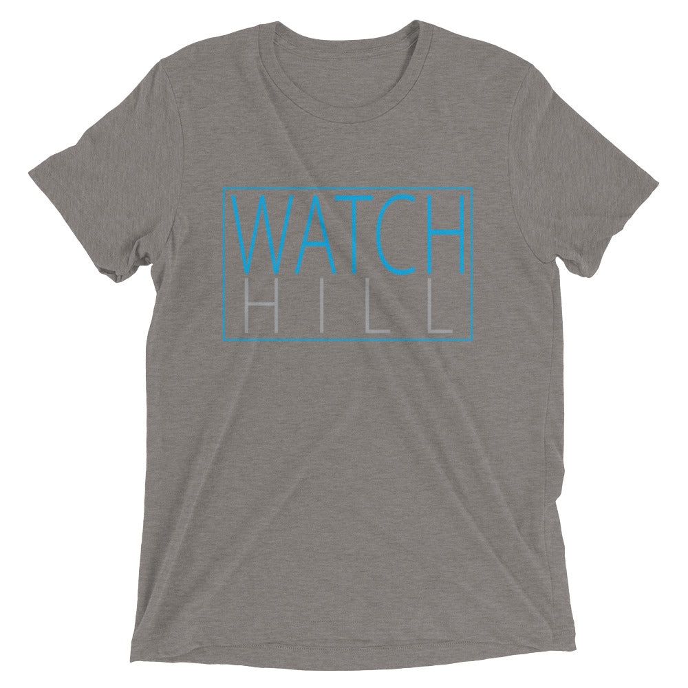 Watch Hill Rectangular Logo Premium Unisex Short Sleeve T-shirt (Cyan/Grey) - Watchill'n