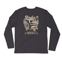 Load image into Gallery viewer, Watchill’n ‘Scooter Club 2’ Premium Long Sleeve Fitted Crew (Creme/Grey) - Watch Hill RI t-shirts with vintage surfing and motorcycle designs.