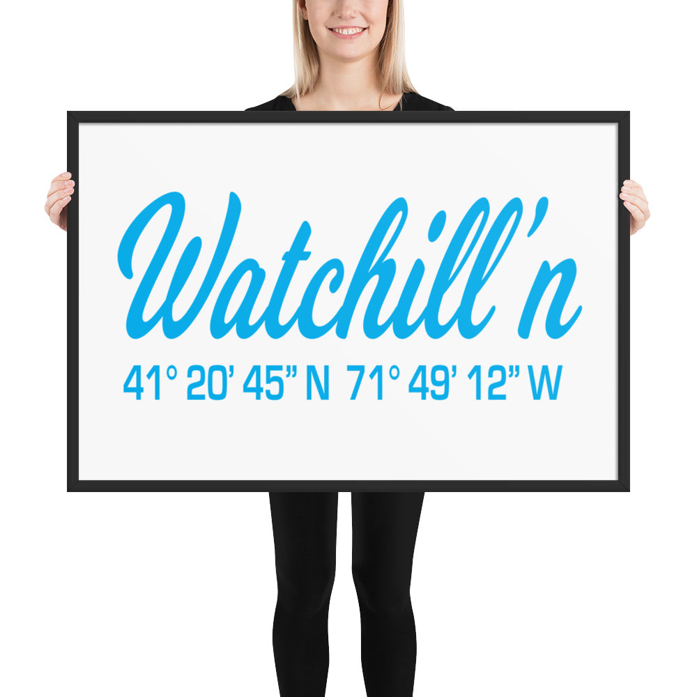 Watchill'n, Framed poster - Watch Hill RI t-shirts with vintage surfing and motorcycle designs.