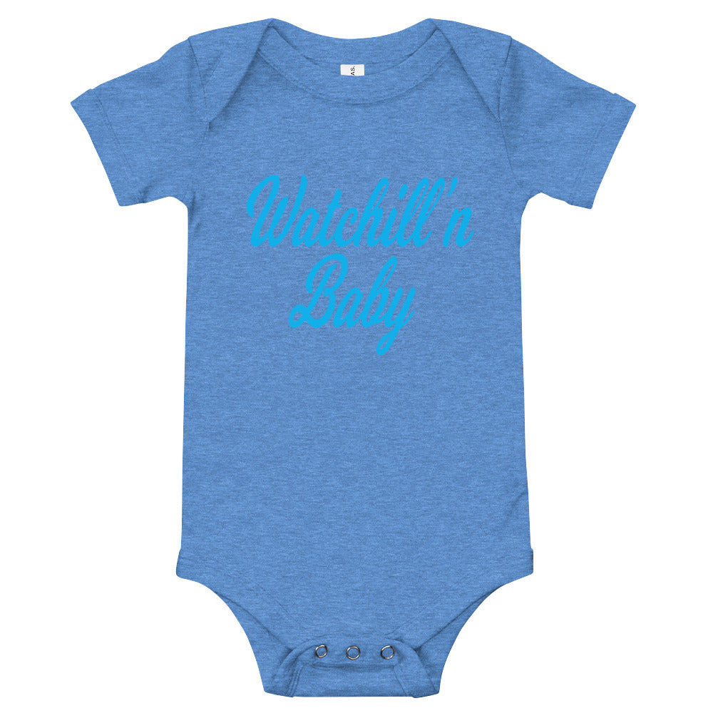 Watchill'n 'Baby' - Jersey Short Sleeve One Piece (Cyan) - Watch Hill RI t-shirts with vintage surfing and motorcycle designs.