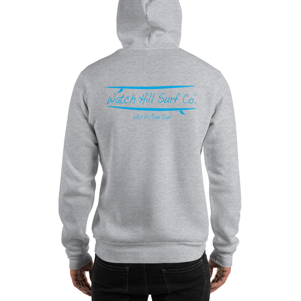 Watch Hill Surf Co. 'Parallel Boards' Unisex Hoodie - (Blue) - Watch Hill RI t-shirts with vintage surfing and motorcycle designs.