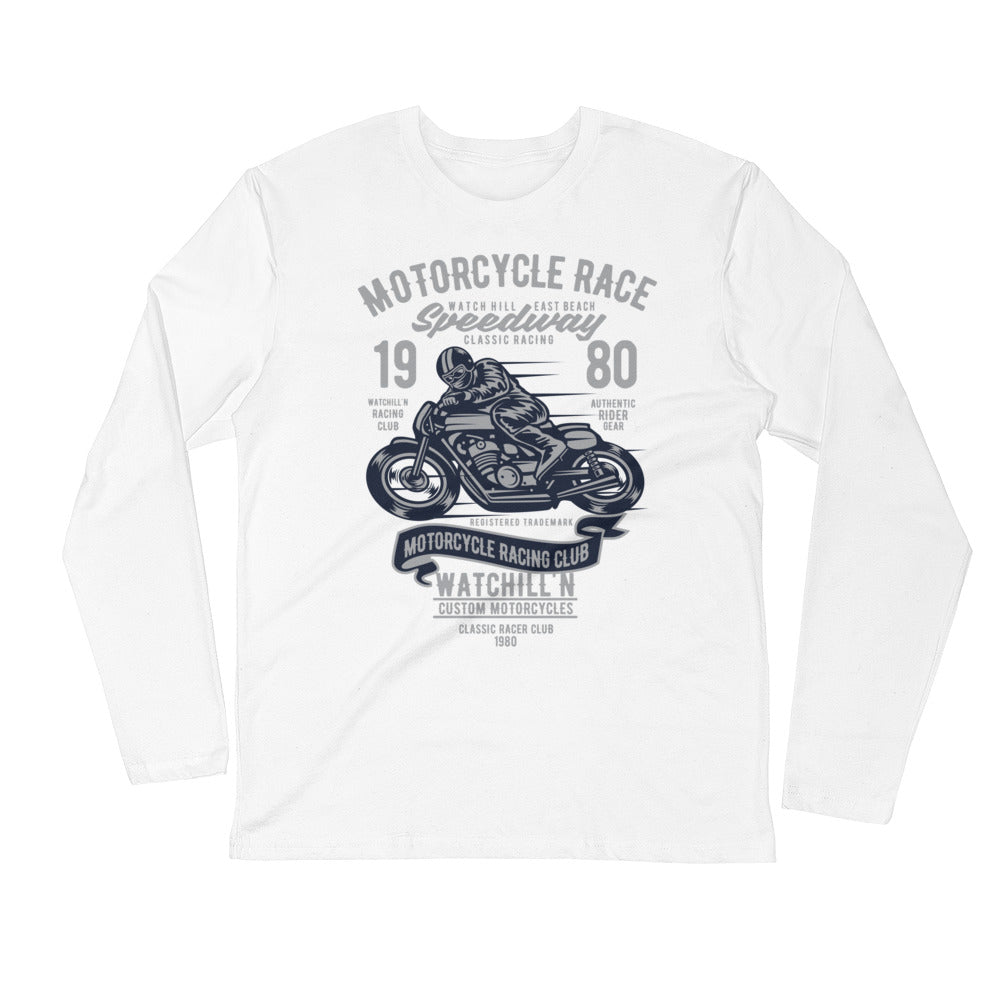 Watchill’n ‘Speedway’ Premium Long Sleeve Fitted Crew (Grey/Navy) - Watchill'n