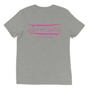 Watch Hill Surf Co. 'Parallel Boards' Unisex Short sleeve t-shirt (Pink) - Watch Hill RI t-shirts with vintage surfing and motorcycle designs.