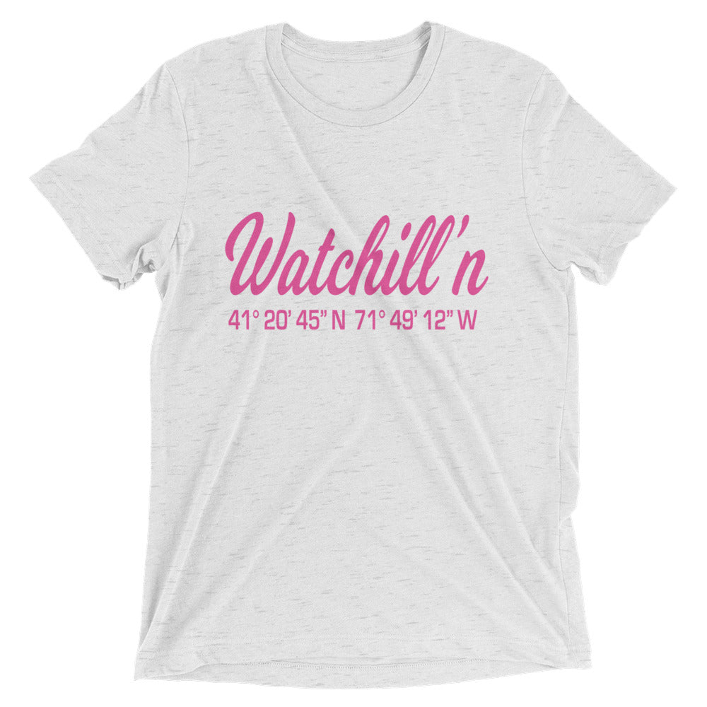 Watchill'n 'Coordinates' Logo Premium Unisex Short Sleeve T-shirt (Pink) - Watchill'n
