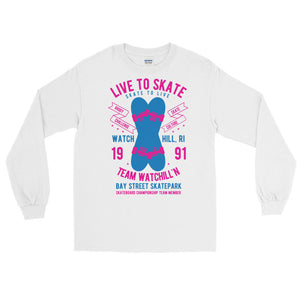 Watchill'n 'Live to Skate' - Long-Sleeve T-Shirt (Pink/Blue) - Watchill'n