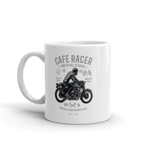 Watchill'n 'Cafe Racer' Ceramic Mug - (Grey/Black) - Watch Hill RI t-shirts with vintage surfing and motorcycle designs.