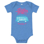 Watchill'n 'Team Surfer' - Baby Jersey Short Sleeve One Piece (Pink) - Watch Hill RI t-shirts with vintage surfing and motorcycle designs.