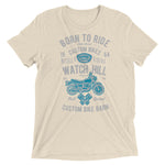 Watchill’n ‘Born To Ride’ Unisex Short sleeve t-shirt (Grey/Blue) - Watchill'n