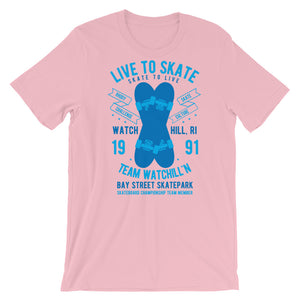 Watchill'n 'Live to Skate' - Short-Sleeve Unisex T-Shirt (Lt. Blue/Blue) - Watchill'n