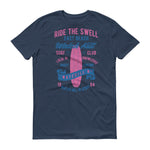 Watchill'n 'Ride the Swell' - Short-Sleeve Unisex T-Shirt (Blue/Pink) - Watchill'n