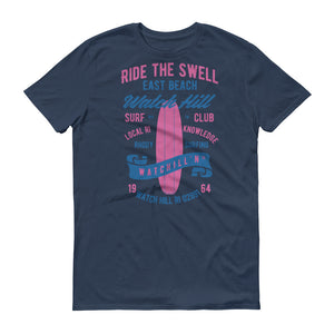 Watchill'n 'Ride the Swell' - Short-Sleeve Unisex T-Shirt (Blue/Pink) - Watchill'n