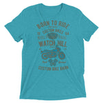 Watchill’n ‘Born To Ride’ Unisex Short sleeve t-shirt (Olive/Blue) - Watchill'n