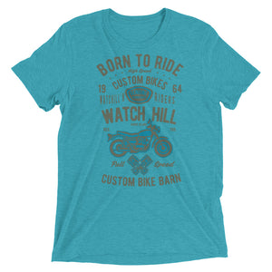 Watchill’n ‘Born To Ride’ Unisex Short sleeve t-shirt (Olive/Blue) - Watchill'n