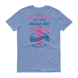 Watchill'n 'Ride the Swell' - Short-Sleeve Unisex T-Shirt (Blue/Pink) - Watchill'n