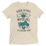 Watchill’n ‘Born To Ride’ Unisex Short sleeve t-shirt (Olive/Blue) - Watchill'n