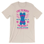 Watchill'n 'Live to Skate' - Short-Sleeve Unisex T-Shirt (Pink/Blue) - Watchill'n