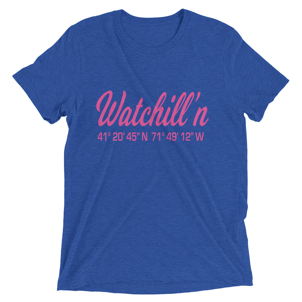 Watchill'n 'Coordinates' Logo Premium Unisex Short Sleeve T-shirt (Pink) - Watchill'n