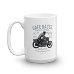 Watchill'n 'Cafe Racer' Ceramic Mug - (Grey/Black) - Watch Hill RI t-shirts with vintage surfing and motorcycle designs.