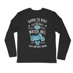 Watchill’n ‘Born To Ride’ Premium Long Sleeve Fitted Crew (Grey/Blue) - Watchill'n