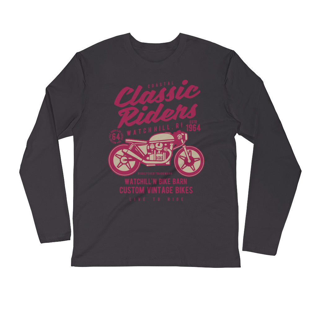 Watchill’n ‘Coastal Classic’ Premium Long Sleeve Fitted Crew (Raspberry/Creme) - Watchill'n
