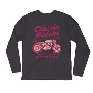 Watchill’n ‘Coastal Classic’ Premium Long Sleeve Fitted Crew (Raspberry/Creme) - Watchill'n