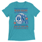 Watchill’n ‘Beach Racing’ Unisex Short sleeve t-shirt (Blue/Rust) - Watchill'n