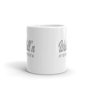 Watchill'n 'Local Coordinates' Ceramic Mug - (Grey) - Watch Hill RI t-shirts with vintage surfing and motorcycle designs.